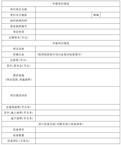 皇冠·体育市企业投资项目备案申请表